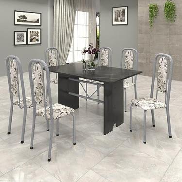 Imagem de Conjunto de Mesa 140x75cm Tampo Ardósia com 6 Cadeiras Lavínea Soma Móveis
