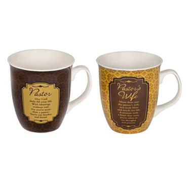 Imagem de Conjunto de 2 canecas de café de grés de 453 ml da Pastor & Pastor Wife Filigree Medalhão