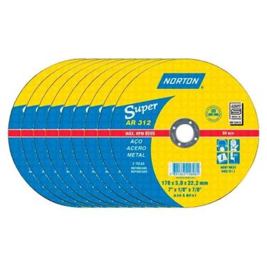 Imagem de Disco de Corte 7 POL Furado 7/8 AR312 10 Unidades NORTON