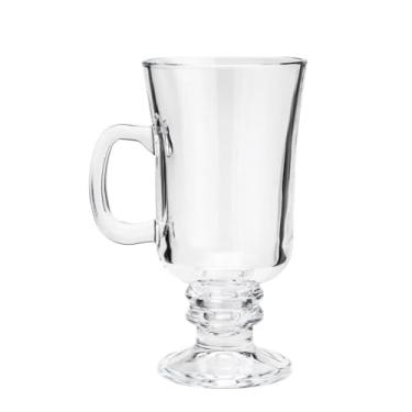 Imagem de Lyor, 6614, Conjunto 6 Taças para Cappuccino com Alça e Pé de Vidro, Transparente, 250ml