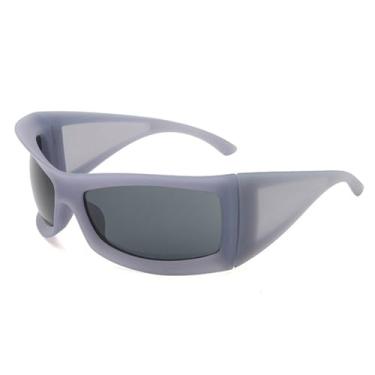 Imagem de Retro punk masculino óculos de sol tons uv400 óculos de sol feminino esportes ao ar livre, roxo cinza, tamanho único