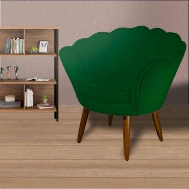 Imagem de Poltrona Decorativa Estofada Para Quarto Closet Pétala Veludo Verde - LM DECOR