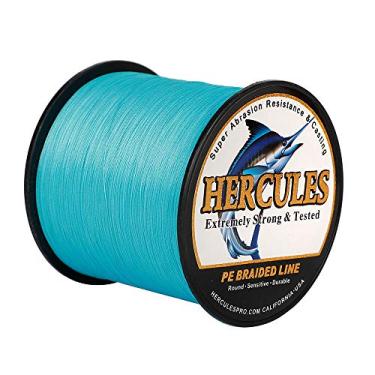 Imagem de Hercules Linha de pesca trançada super forte 4 fios super econômico de 1,8 kg a 2,3 kg Teste para água salgada, 109/328 / 547/1094 jardas (100 m / 300 m / 500 m / 1000 m), Diam# 0,08 mm - 0,55 mm Azul, 40LB(18.1KG)-0.32MM-1094YDS(1000M)