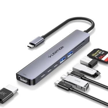 Imagem de LENTION Hub USB C com HDMI 4K a 60 Hz, transferência de dados de 5 Gbps com 2 USB C e 2 USB 3.0, PD 100W, leitor de cartão duplo para Windows PC, Mac, iPhone 15, mais, adaptador de driver estável