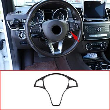 Imagem de CHEYA Moldura de decoração de volante de carro ABS 1 peça para Mercedes benz C E GLC CLA GLA Class W205 W213 X253 C117 X156 2015-2018 (fibra de carbono)