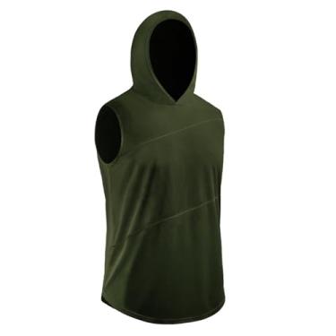 Imagem de Camiseta de compressão masculina Active Vest Body Shaper Slimming Workout Neck Muscle Fitness Tank, Verde militar, P