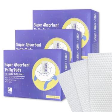 Imagem de CUXFLS Almofadas absorventes descartáveis para crianças e viagens, bolsa de recarga para vasos sanitários infantis, portátil, de ação rápida, para todos os sacos de penico de viagem de bebês – 150