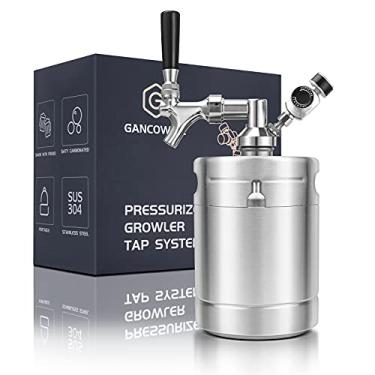 Imagem de GANCOWISE Mini Growler de barril de 1,8 g, sistema de dispensador doméstico pressurizado com torneira de design de fechamento automático mantém a carbonatação e frescor para cerveja caseira,