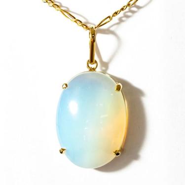 Imagem de Colar Cabochão Pedra da Lua Opalina Montagem Garra Prateado