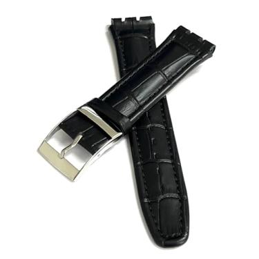 Imagem de Pulseira Relógio Couro 17,19mm Para A Marca Swatch Irony.LC54 (19mm, Preto)