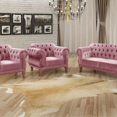 Imagem de Conjunto Sofá Duquesa Chesterfield 2 Lugares e 2 Poltronas Rose