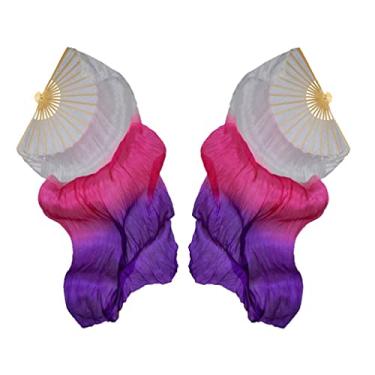 Imagem de Colaxi Ventilador de Dança do Ventre com Design Moderno e Acessórios Exclusivos, Branco + Rosado + Roxo