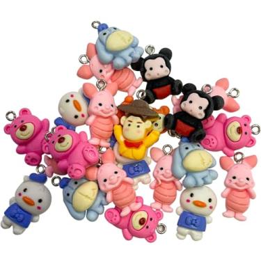 Imagem de 20 Pingente Fofo Colorido Bichinhos Divertidos Personagens Desenhos Para Criar Pulseiras de Miçangas Colar Brincos Pingentes Sortidos