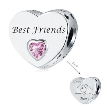 Imagem de DWJSu Pulseira feminina Always in Heart Charm There Pink Crystal Love Bead Fit Pandora, Strass, Zircônia cúbica