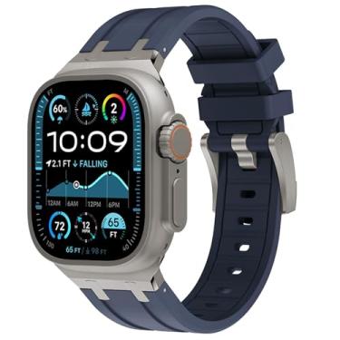 Imagem de WINGLE AP Pulseiras de luxo para Apple Watch Ultra 3/2/1 Ultra 49 mm Séries 11 10 46 mm, 45 mm, 44 mm, 42 mm, SE 3/2/1 Séries 9, 8, 7, 6, 5, 4, 3 para homens e mulheres, de borracha de silicone