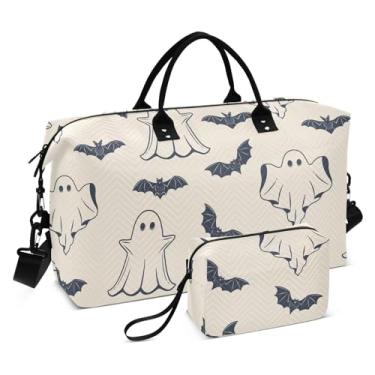 Imagem de Burbuja Bolsa esportiva de viagem para mulheres, bolsa de Halloween assustadora para o fim de semana, bolsa de ombro com manga de carrinho, bolsa de ginástica com bolsa de higiene pessoal, tamanho