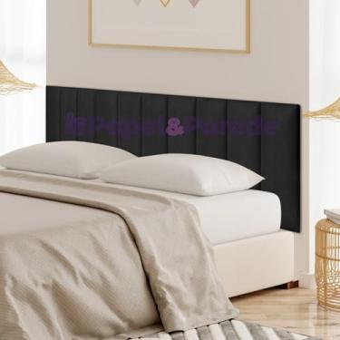 Imagem de Cabeceiras Estofada Modular Cama Casal King e Super King Painel 2,00mX60cm Módulos Adesivos (Preto)