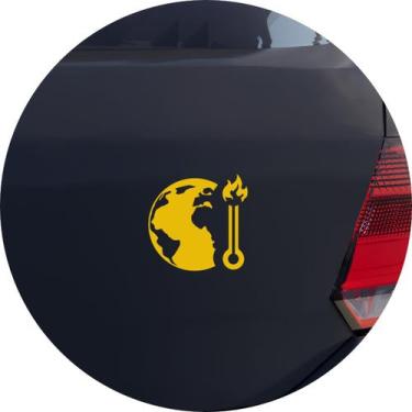 Imagem de Adesivo de Carro Aquecimento Global Mudança Climática - Cor Amarelo - 