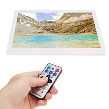 Imagem de Porta-retratos Digital de 14 Polegadas Com Controle Remoto, Calendário de Relógio, Múltiplas Funções, para Sala de Estar, Escritório, Branco (Plugue EUA 110‑240V)