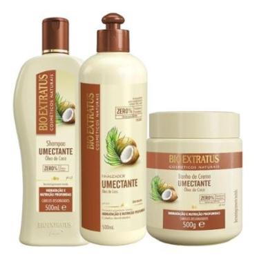 Imagem de Kit 1 Shampoo 1 Finalizador 1 Banho creme Brilho Natural Umectante 500 ml-Unissex