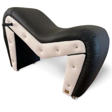 Imagem de Poltrona Cavalinho Decorativa Cadeira Quarto Namoradeira Preta e Branc