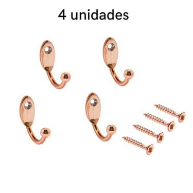 Imagem de Kit 4 Cabide Gancho Simples - Pequeno- ROSE - Cabide Zamac