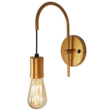 Imagem de Arandela Abajur Luminária Parede Botão Cama Moderno Dourado - Single L