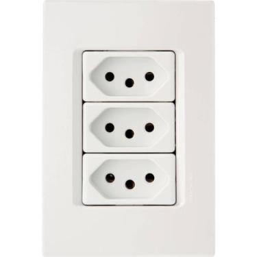 Imagem de Conjunto Montado Liz 4X2 3 Tomadas Nbr 14136 20A Tramontina, Branco