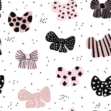 Imagem de Papel de Parede Vinílico Laços Lacinhos Rosa E Preto Quarto 2m - DELIQ