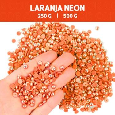 Imagem de Meia Pérola Irisada Laranja Neon - 01 - Pacote com 500/250 Gramas  - 0