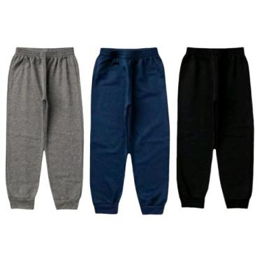 Imagem de Kit 3 Calças Infantil Juvenil Moletom Com Punho Unisex 1 a 16 - Confec