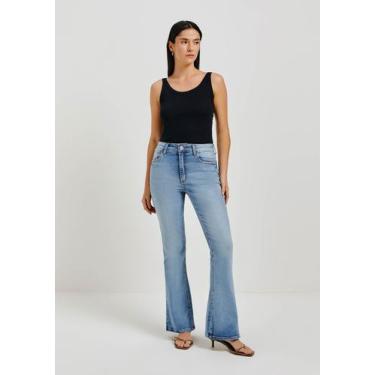 Imagem de Calça Jeans Básica Feminina Cintura Média Flare Petit - Hering, 040, A