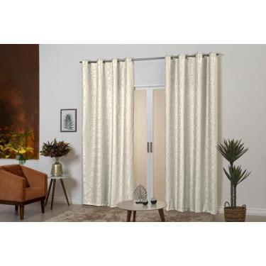 Imagem de Cortina Jacquard 3M X 2,50M Palha Sala Quarto Cozinha - Beatriz Enxova