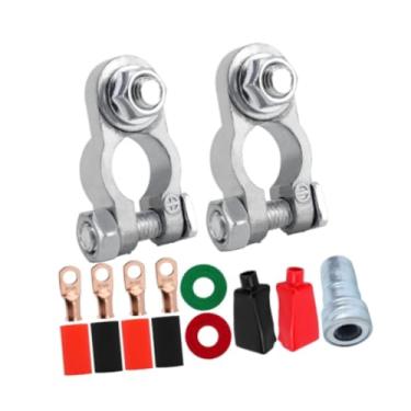 Imagem de AsrMyjcx Kit de conector de terminal de bateria genérico Fácil instalação Grampos de terminal de cabo de bateria universal para RV Auto Marine Van, 2x0.38 in with Brush