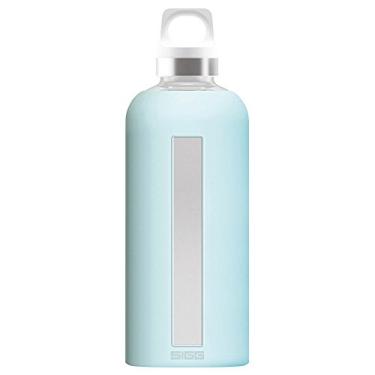 Imagem de SIGG Garrafa de água Star – Garrafa de vidro à prova de vazamento, antichoque – Capa de silicone antiderrapante – Projetada na Suíça – Geleira – 500 ml