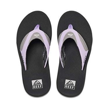 Imagem de REEF Fanning Chinelo feminino abridor de garrafas, suporte de arco, sola durável, adequado para água, Cinza/roxo, 38