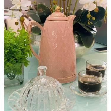 Imagem de Garrafa térmica em porcelana Wolff Renda 900ml 28cm rosa