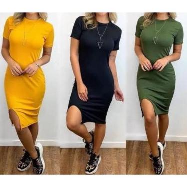 Imagem de vestido canelado curto c/fenda - Sonhar