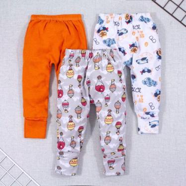 Imagem de Kit 3 calças de bebê estampadinhas algodão balão - Era Uma Vez, M