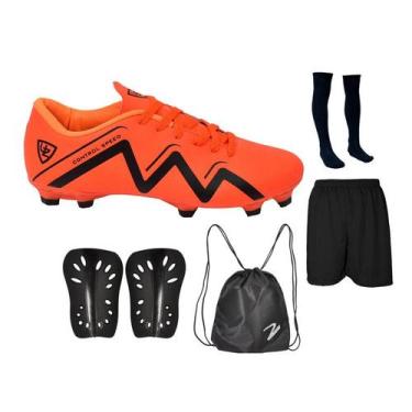 Imagem de Chuteira Campo Control Speed Gramado Travas Futebol Nova + Meião Short