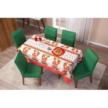 Imagem de Toalha de Mesa Natal 6 Lugares 2,20 x 1,40 Decoração Festas de Fim de 