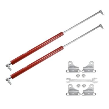 Imagem de X AUTOHAUX 2 peças 63.5 cm 90.7 kg/890N suportes de elevação vermelhos amortecedores mola a gás com chave universal para trailer, carro, caminhão, barco
