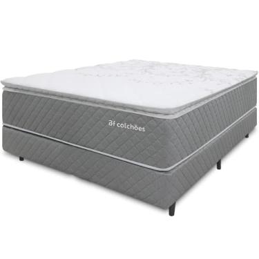 Imagem de Cama Box com Colchão Viúva Pillow Top Molas Ensacadas Premium Sleep Cinza 128x188cm BF Colchões