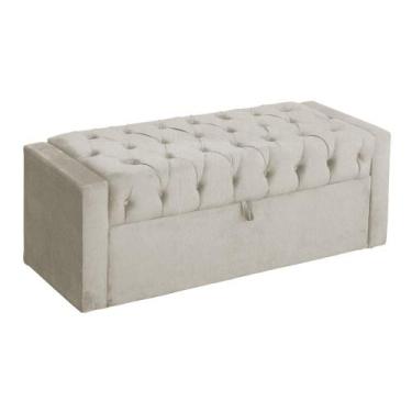 Imagem de Báu Calçadeira Emma 90cm Suede Bege - Vallisa Decor
