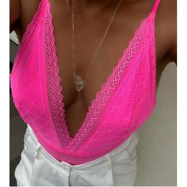 Imagem de Body Strong - Alcinha Decote Super Cavado Munare - Pink Neon - Soe Le 