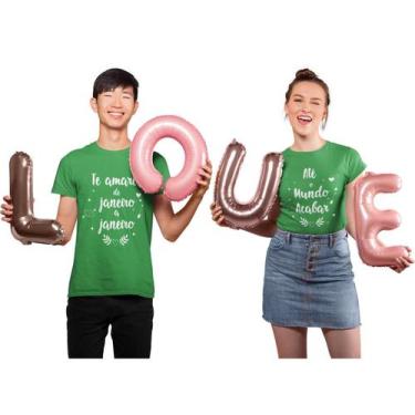 Imagem de Kit Camiseta Casal Te Amarei de Janeiro Dia dos Namorados Noivos Casad