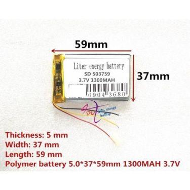 Imagem de Bateria 3,7v   5mm X 37mm X 59mm  Com 1200 Mah  E C/3 Fios - - KMIG
