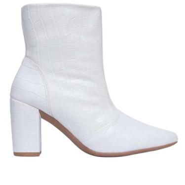 Imagem de Bota Feminina Bico Fino Cano Curto Salto Confortável Coturno - Munita,