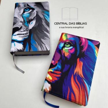 Imagem de KIT COMBO 2 BIBLIAS leao azul e leão colorido COM HARPA E LETRAS GIGAN