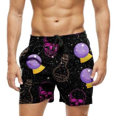 Imagem de Short Praia Shorts Banho Bermuda Verão Bola Cristal Caveira Poção 751 